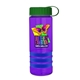 a transparent violet bottle & green lid & royal blue grip sergeant stripe - 24 oz tritan(tm) bottle with tethered lid, stripe bands, and digital imprint