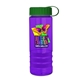 a transparent violet bottle & green lid & violet grip sergeant stripe - 24 oz tritan(tm) bottle with tethered lid, stripe bands, and digital imprint