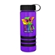 a transparent violet bottle & black lid & black grip sergeant stripe - 24 oz tritan(tm) bottle with tethered lid, stripe bands, and digital imprint