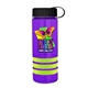 a transparent violet bottle & black lid & lime-green grip sergeant stripe - 24 oz tritan(tm) bottle with tethered lid, stripe bands, and digital imprint