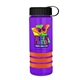 a transparent violet bottle & black lid & orange grip sergeant stripe - 24 oz tritan(tm) bottle with tethered lid, stripe bands, and digital imprint