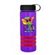 a transparent violet bottle & black lid & red grip sergeant stripe - 24 oz tritan(tm) bottle with tethered lid, stripe bands, and digital imprint
