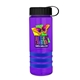 a transparent violet bottle & black lid & royal blue grip sergeant stripe - 24 oz tritan(tm) bottle with tethered lid, stripe bands, and digital imprint