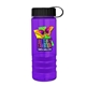 a transparent violet bottle & black lid & violet grip sergeant stripe - 24 oz tritan(tm) bottle with tethered lid, stripe bands, and digital imprint
