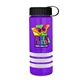 a transparent violet bottle & black lid & white grip sergeant stripe - 24 oz tritan(tm) bottle with tethered lid, stripe bands, and digital imprint