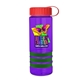 a transparent violet bottle & red lid & green grip sergeant stripe - 24 oz tritan(tm) bottle with tethered lid, stripe bands, and digital imprint