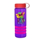 a transparent violet bottle & red lid & pink grip sergeant stripe - 24 oz tritan(tm) bottle with tethered lid, stripe bands, and digital imprint