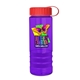 a transparent violet bottle & red lid & violet grip sergeant stripe - 24 oz tritan(tm) bottle with tethered lid, stripe bands, and digital imprint