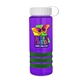 a transparent violet bottle & white lid & green grip sergeant stripe - 24 oz tritan(tm) bottle with tethered lid, stripe bands, and digital imprint