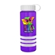 a transparent violet bottle & white lid & white grip sergeant stripe - 24 oz tritan(tm) bottle with tethered lid, stripe bands, and digital imprint