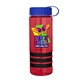 a transparent red bottle & royal blue lid & black grip sergeant stripe - 24 oz tritan(tm) bottle with tethered lid, stripe bands, and digital imprint