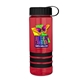 a transparent red bottle & black lid & black grip sergeant stripe - 24 oz tritan(tm) bottle with tethered lid, stripe bands, and digital imprint