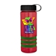 a transparent red bottle & black lid & green grip sergeant stripe - 24 oz tritan(tm) bottle with tethered lid, stripe bands, and digital imprint