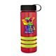 a transparent red bottle & black lid & lime-green grip sergeant stripe - 24 oz tritan(tm) bottle with tethered lid, stripe bands, and digital imprint
