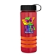 a transparent red bottle & black lid & orange grip sergeant stripe - 24 oz tritan(tm) bottle with tethered lid, stripe bands, and digital imprint