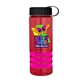 a transparent red bottle & black lid & pink grip sergeant stripe - 24 oz tritan(tm) bottle with tethered lid, stripe bands, and digital imprint