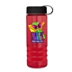 a transparent red bottle & black lid & red grip sergeant stripe - 24 oz tritan(tm) bottle with tethered lid, stripe bands, and digital imprint