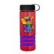 a transparent red bottle & black lid & violet grip sergeant stripe - 24 oz tritan(tm) bottle with tethered lid, stripe bands, and digital imprint