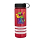 a transparent red bottle & black lid & white grip sergeant stripe - 24 oz tritan(tm) bottle with tethered lid, stripe bands, and digital imprint