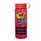 a transparent red bottle & red lid & black grip sergeant stripe - 24 oz tritan(tm) bottle with tethered lid, stripe bands, and digital imprint