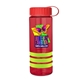 a transparent red bottle & red lid & lime-green grip sergeant stripe - 24 oz tritan(tm) bottle with tethered lid, stripe bands, and digital imprint