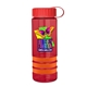 a transparent red bottle & red lid & orange grip sergeant stripe - 24 oz tritan(tm) bottle with tethered lid, stripe bands, and digital imprint