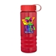 a transparent red bottle & red lid & red grip sergeant stripe - 24 oz tritan(tm) bottle with tethered lid, stripe bands, and digital imprint