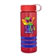 a transparent red bottle & red lid & royal blue grip sergeant stripe - 24 oz tritan(tm) bottle with tethered lid, stripe bands, and digital imprint