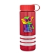 a transparent red bottle & red lid & white grip sergeant stripe - 24 oz tritan(tm) bottle with tethered lid, stripe bands, and digital imprint