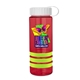 a transparent red bottle & white lid & lime-green grip sergeant stripe - 24 oz tritan(tm) bottle with tethered lid, stripe bands, and digital imprint