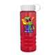 a transparent red bottle & white lid & red grip sergeant stripe - 24 oz tritan(tm) bottle with tethered lid, stripe bands, and digital imprint
