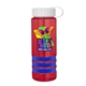 a transparent red bottle & white lid & royal blue grip sergeant stripe - 24 oz tritan(tm) bottle with tethered lid, stripe bands, and digital imprint