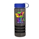 a transparent smoke bottle & royal blue lid & black grip sergeant stripe - 24 oz tritan(tm) bottle with tethered lid, stripe bands, and digital imprint