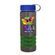 a transparent smoke bottle & royal blue lid & green grip sergeant stripe - 24 oz tritan(tm) bottle with tethered lid, stripe bands, and digital imprint