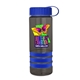 a transparent smoke bottle & royal blue lid & royal blue grip sergeant stripe - 24 oz tritan(tm) bottle with tethered lid, stripe bands, and digital imprint
