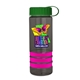 a transparent smoke bottle & green lid & pink grip sergeant stripe - 24 oz tritan(tm) bottle with tethered lid, stripe bands, and digital imprint