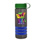 a transparent smoke bottle & green lid & royal blue grip sergeant stripe - 24 oz tritan(tm) bottle with tethered lid, stripe bands, and digital imprint