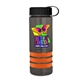a transparent smoke bottle & black lid & orange grip sergeant stripe - 24 oz tritan(tm) bottle with tethered lid, stripe bands, and digital imprint