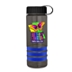 a transparent smoke bottle & black lid & royal blue grip sergeant stripe - 24 oz tritan(tm) bottle with tethered lid, stripe bands, and digital imprint
