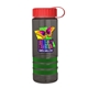 a transparent smoke bottle & red lid & green grip sergeant stripe - 24 oz tritan(tm) bottle with tethered lid, stripe bands, and digital imprint