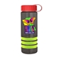 a transparent smoke bottle & red lid & lime-green grip sergeant stripe - 24 oz tritan(tm) bottle with tethered lid, stripe bands, and digital imprint