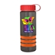a transparent smoke bottle & red lid & orange grip sergeant stripe - 24 oz tritan(tm) bottle with tethered lid, stripe bands, and digital imprint