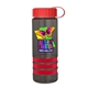 a transparent smoke bottle & red lid & red grip sergeant stripe - 24 oz tritan(tm) bottle with tethered lid, stripe bands, and digital imprint