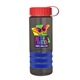 a transparent smoke bottle & red lid & royal blue grip sergeant stripe - 24 oz tritan(tm) bottle with tethered lid, stripe bands, and digital imprint