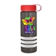 a transparent smoke bottle & red lid & white grip sergeant stripe - 24 oz tritan(tm) bottle with tethered lid, stripe bands, and digital imprint