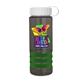 a transparent smoke bottle & white lid & green grip sergeant stripe - 24 oz tritan(tm) bottle with tethered lid, stripe bands, and digital imprint
