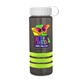 a transparent smoke bottle & white lid & lime-green grip sergeant stripe - 24 oz tritan(tm) bottle with tethered lid, stripe bands, and digital imprint