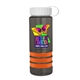a transparent smoke bottle & white lid & orange grip sergeant stripe - 24 oz tritan(tm) bottle with tethered lid, stripe bands, and digital imprint