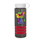 a transparent smoke bottle & white lid & red grip sergeant stripe - 24 oz tritan(tm) bottle with tethered lid, stripe bands, and digital imprint