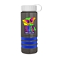 a transparent smoke bottle & white lid & royal blue grip sergeant stripe - 24 oz tritan(tm) bottle with tethered lid, stripe bands, and digital imprint